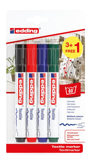 4500 Textile Marker - Set 4 Basic Colours