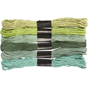 Embroidery Floss 1mm Green 6 Bundle