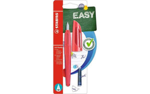 Stabilo Ergonomic EASYbuddy Fountain Pen - Coral/Red (Blue Ink Cartridge)