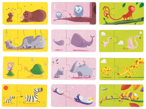 Djeco Duo Puzzle - Mom and Baby (12 x 2 Piece Puzzles)