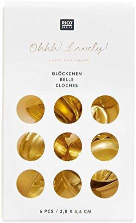 BELLS, METAL, GOLD, LARGE 6 PCS, 3,5 CM