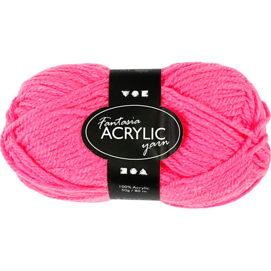 Fantasia Acrylic Yarn L: 80m needle 45-5 - Neon Pink