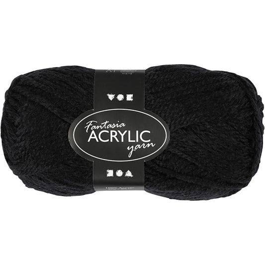 Creativ Fantasy Acrylic Yarn - Black (50g)
