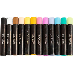 Oil Pastels L:7cm Thickness 11mm - Pastel Colours (12 Pack)