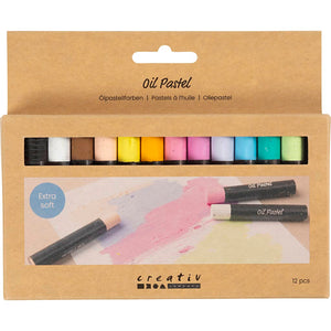 Oil Pastels L:7cm Thickness 11mm - Pastel Colours (12 Pack)
