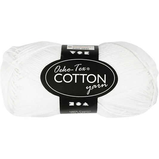 Cotton Yarn, white, no. 8/4, L: 170 m, 50 g/ 1 ball