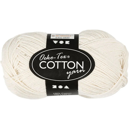 Cotton Yarn, off-white, no. 8/4, L: 170 m, 50 g/ 1