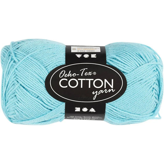 Cotton Yarn, turquoise, no. 8/4, L: 170 m, 50 g/ 1 ball