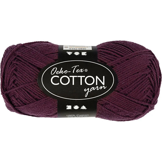 Cotton Yarn, plum, no. 8/4, L: 170 m, 50 g/ 1 ball