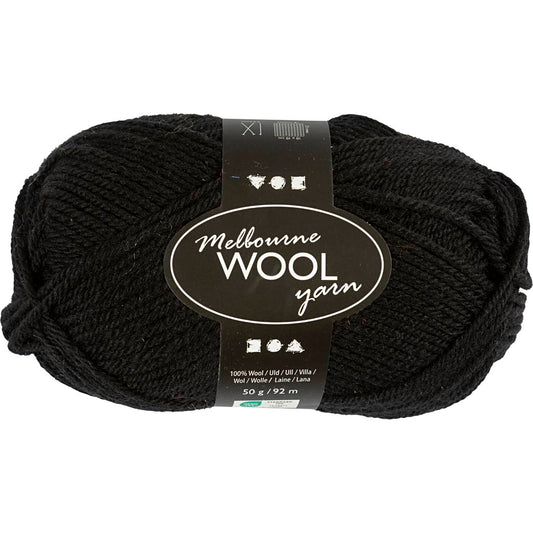 Melbourne Wool Yarn L: 92m Needle 4-5.5 Black 50g
