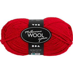 Melbourne Wool Yarn L: 92m Needle 4-5.5 Red 50g Ball