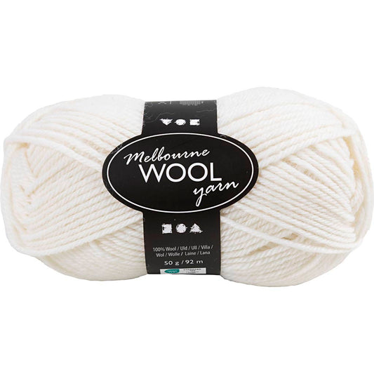 Melbourne Wool Yarn L: 92m Needle 4-5.5 Off-White 50g Ball