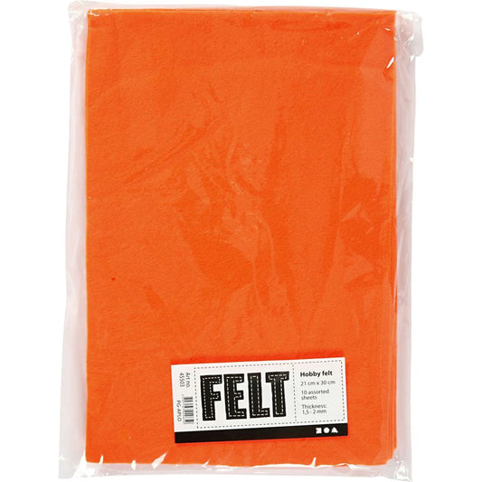 A4 Felt Sheets - Orange (Pack of 10)