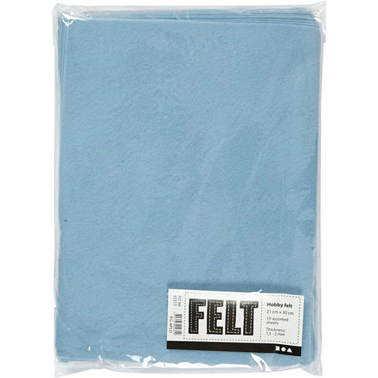 A4 Felt Sheets - Light Blue (Pack of 10)