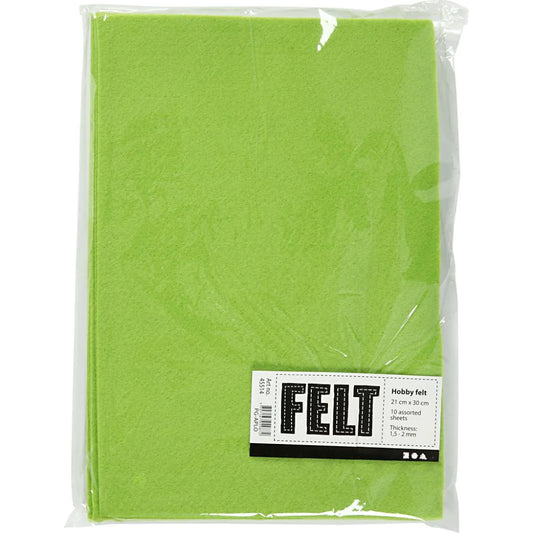 A4 Felt Sheets - Light Green (Pack of 10)