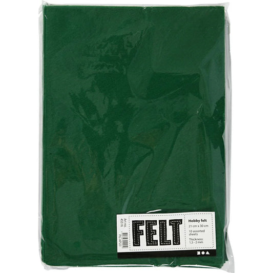 A4 Felt Sheets - Green (Pack of 10)