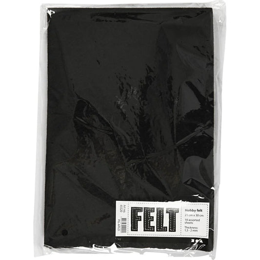 A4 Felt Sheets - Black (Pack of 10)