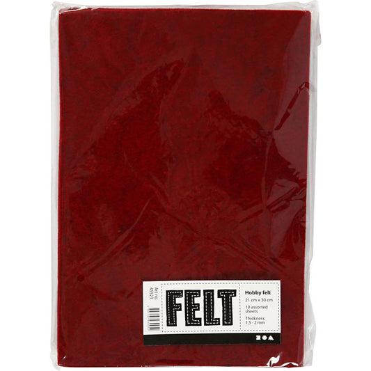 A4 Felt Sheets - Textured Red (Pack of 10)