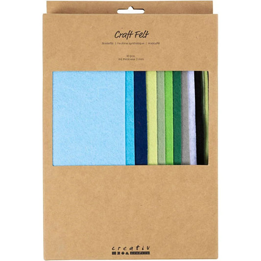 Craft Felt - A4 Blue/Green Harmony (10 Pack)