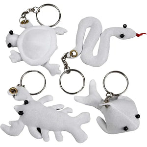 Fabric Figures with key rings, size 4-8cm, 4 pcs