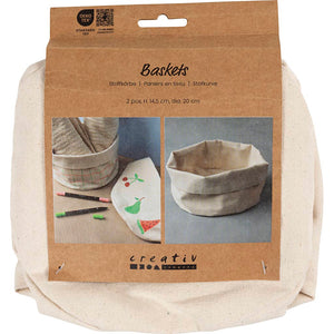 Fabric Baskets H:14/5cm Dia. 20 cm Natural (2 Pack)