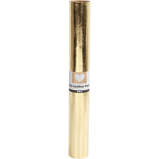Faux Leather Paper W: 49cm One Colour - RedFoil 350g - Gold 1m (1 Roll)