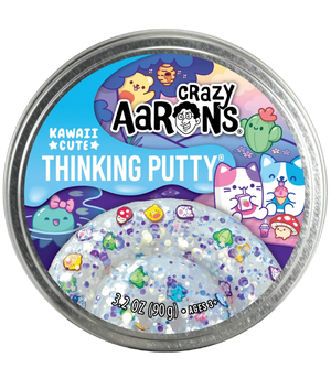 Crazy Aaron's Thinking Putty container with colorful design and text