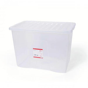 5 Star Office Storage Box Plastic with Lid Stackable 64 Litre Clear 938497