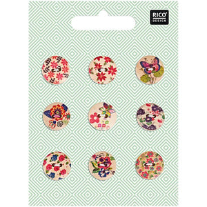 Rico Design button mix floral 1.5cm 9 pieces of wood