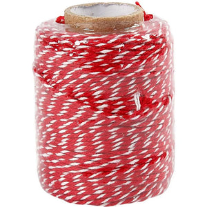 Cotton Cord, thickness 1.1 mm, 50 m, red/white