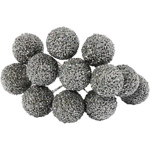 Artificial Berries, D: 15 Mm, 12 Pcs, Silver