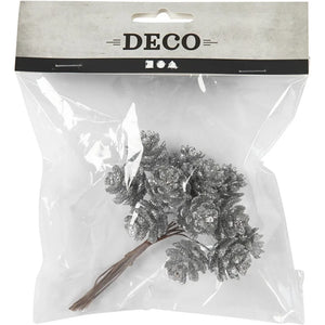 Artificial cones, D: 20mm, 12 pcs, silver