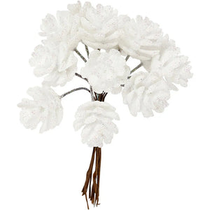 Artificial cones, D: 20mm, 12 pcs, white