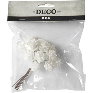 Artificial cones, D: 20mm, 12 pcs, white
