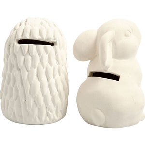 Animal Saving Banks - White Hedgehog and Hare (1 Pack)