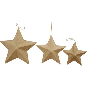 Stars, D: 7.5+10+12.5 cm, 6 pcs