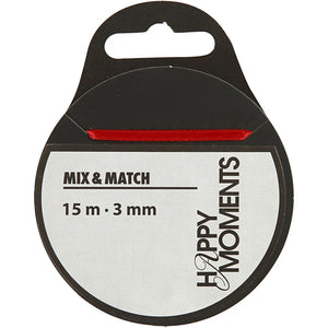 Satin Ribbon W: 3mm - Red (15m Roll)