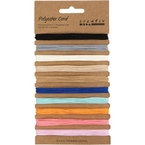 Polyester Cord 0.6mm - Assorted Colours (10x4m)