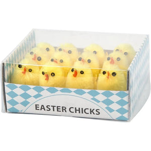 Easter Chicks, H: 30 mm, 12 pcs, yellow