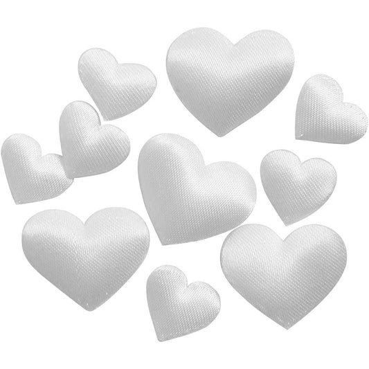 Satin Hearts - White (70 Pieces)