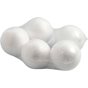 Polystyrene Balls, D: 6 cm, 5 pcs, white