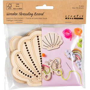 Wooden Shape with Holes Rainbow shell butterfly Size 75-13cm (6 Pack)