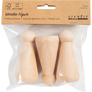 Wooden Figure Body - Cone shape H:8 cm (3 Pack)