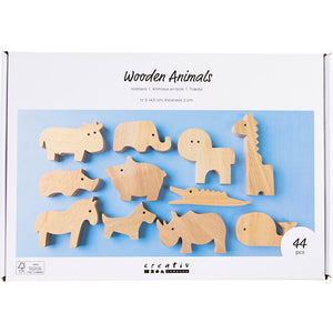 Wooden Animals - Farm and Safari 3-145cm (44 Pack)