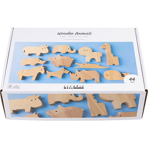 Wooden Animals - Farm and Safari 3-145cm (44 Pack)
