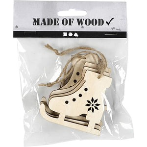Ornament, H: 6.5cm, W: 7.5cm, 4 pcs, plywood