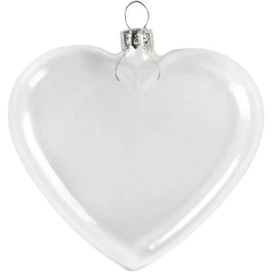 Flat Glass Heart H: 9cm W: 7.8cm Thickness 2.1cm (6 Pieces)