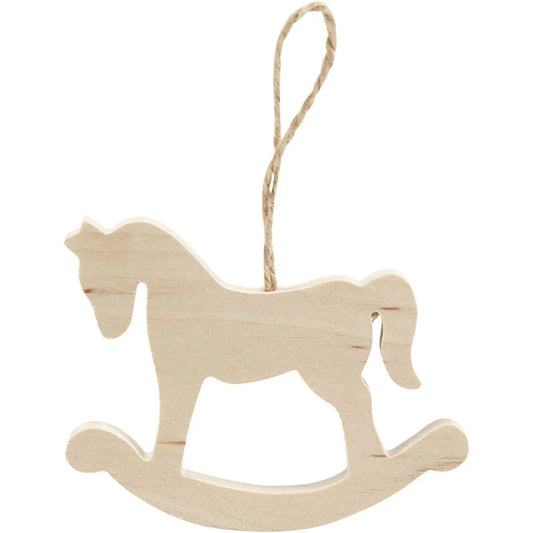 Rocking horse, H: 6cm, W: 8cm, 1 pc, pine