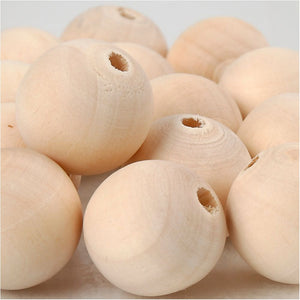 Wooden Beads - D 20mm & Hole Size 4mm (Pack of 14)