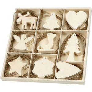 Wooden Ornament, Christmas, Size 7-8 Cm, 72 Pc/ 1